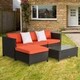 Kinbor 5-Piece Patio Furniture PE Rattan Wicker Sofa Sectional Sofa Set Cushioned Deck Couch - Thumbnail 7