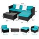 Kinbor 5-Piece Patio Furniture PE Rattan Wicker Sofa Sectional Sofa Set Cushioned Deck Couch - Thumbnail 4