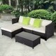 Kinbor 5-Piece Patio Furniture PE Rattan Wicker Sofa Sectional Sofa Set Cushioned Deck Couch - Thumbnail 14