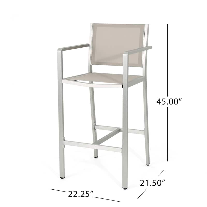 Cape Coral Outdoor 29.50 Inch Mesh Aluminum Barstools (Set of 2) by Christopher Knight Home