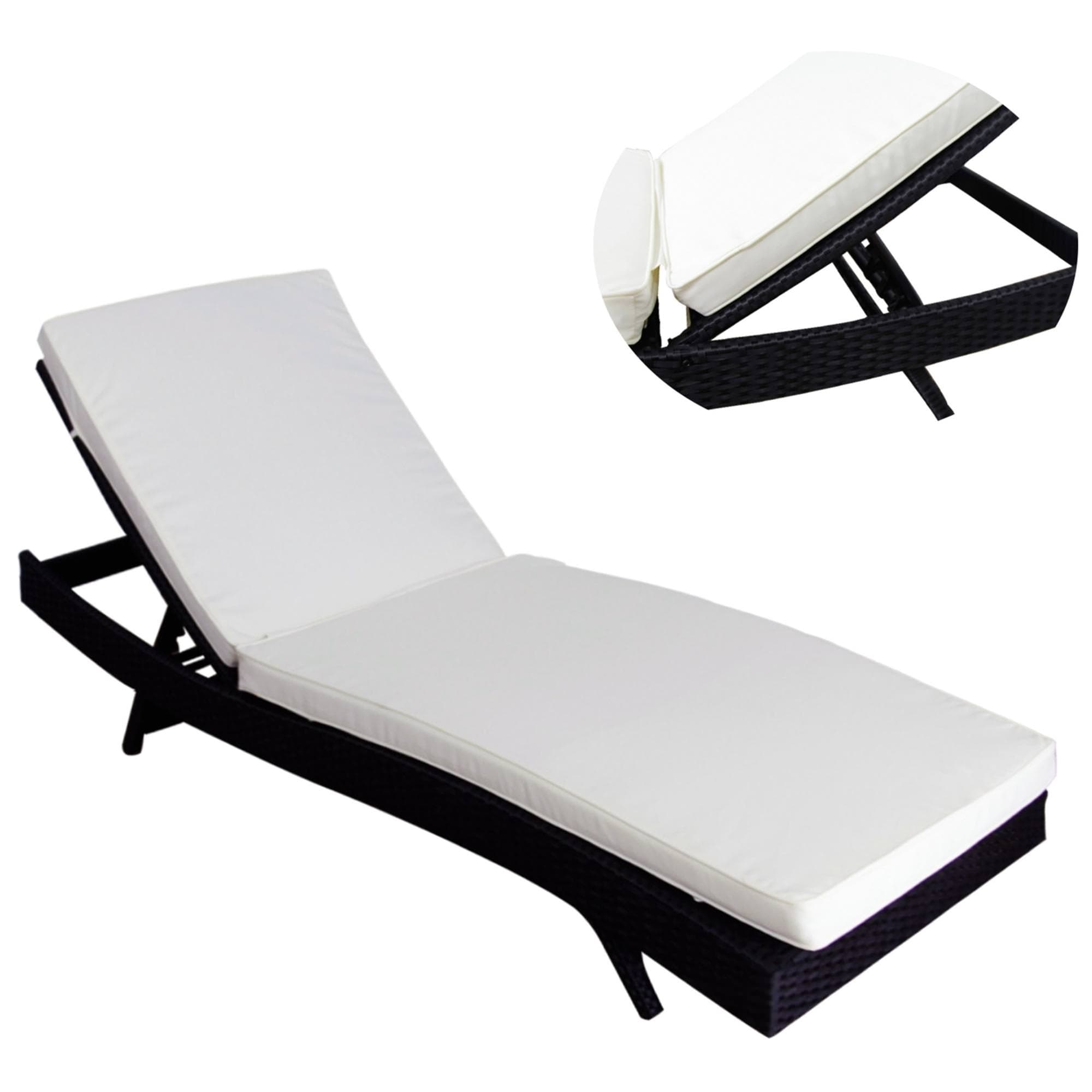 Adjustable Pool Chaise Lounge Chair Outdoor Patio Furniture Pe Wicker W Cushion Patio Chairs Swings Benches Home Garden Worldenergy Ae