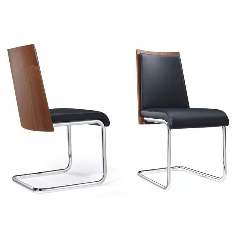 Modrest Morgan Modern Black & Walnut Dining Chair (Set of 2)