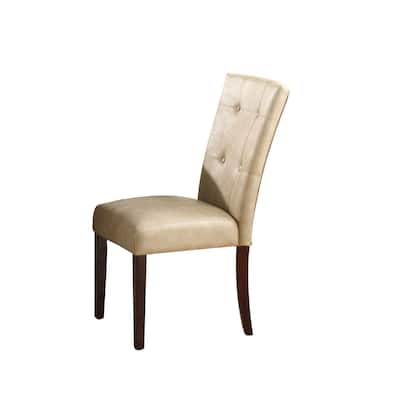 Leather Padded Side Chair, Cream, Set Of 2