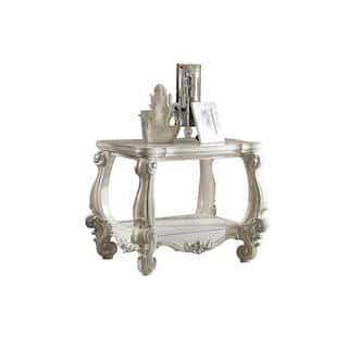 Wooden End Table with Bottom Shelf in White