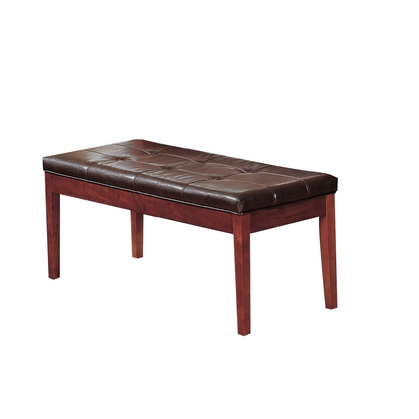 Shop Wooden Bench With Button Tufted Padded Seat Cherry Brown