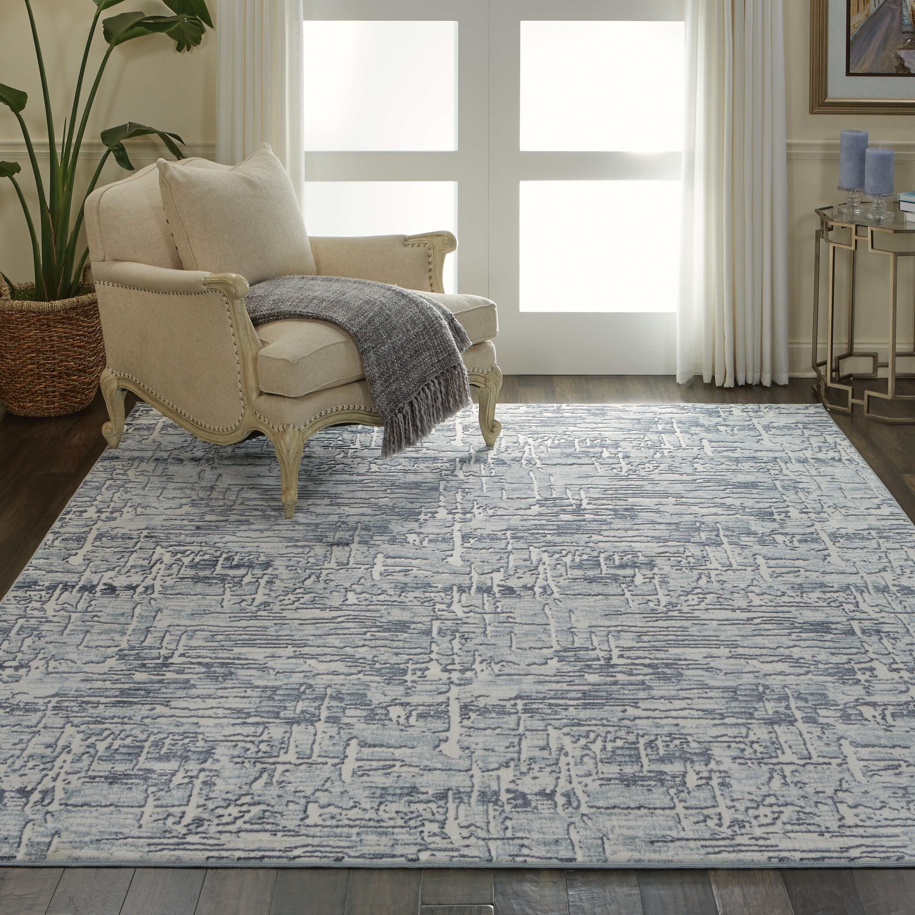 Shop Nourison Urban Chic Ivory Abstract Area Rug 9' x 12' On Sale