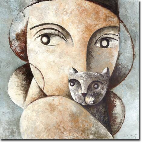 Cat and Woman by Didier Lourenco Gallery Wrapped Canvas Giclee Art