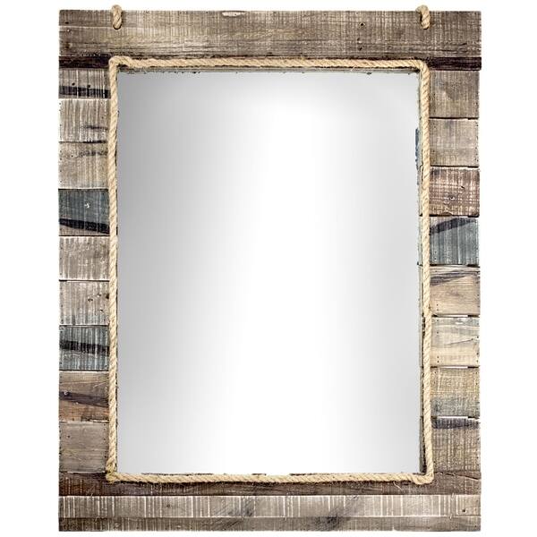 Shop American Art Decor Rustic Wood Paneled Wall Vanity Mirror