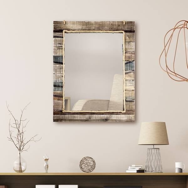 Shop American Art Decor Rustic Wood Paneled Wall Vanity Mirror