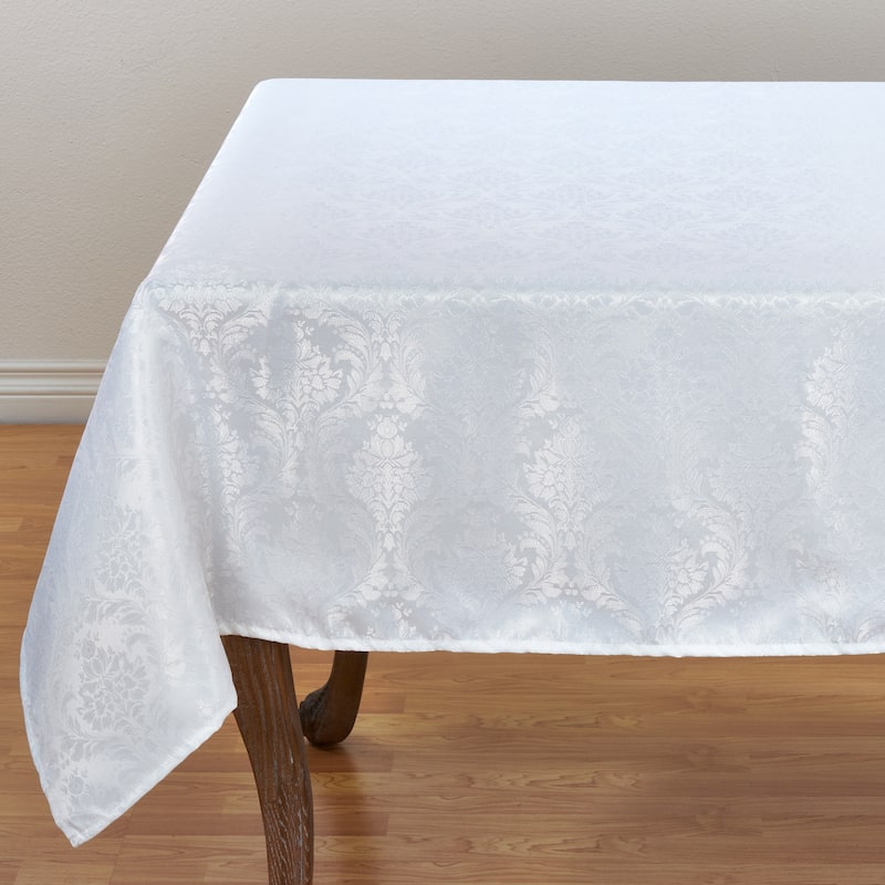 White Polyester Tablecloth With Subtle Damask Pattern - 70" x 70" - Square