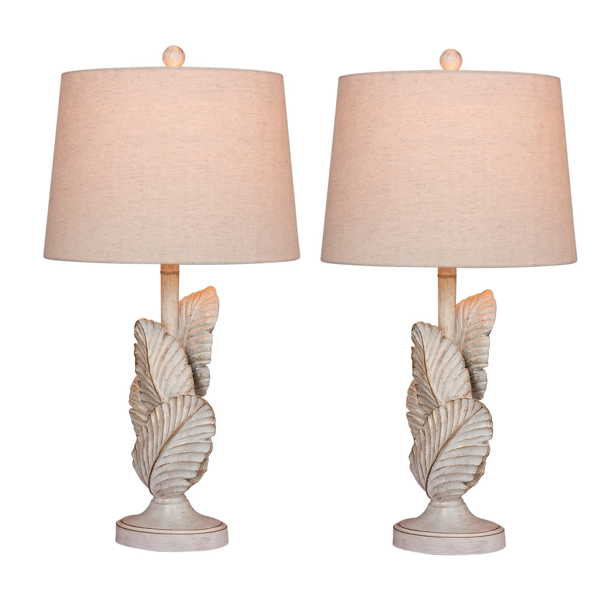 pair of white table lamps