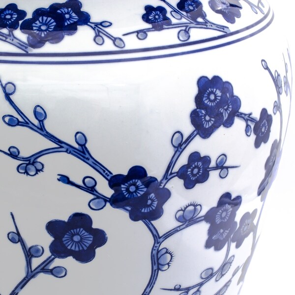 Oriental Furniture 18/" Cherry Blossom Porcelain Garden Stool