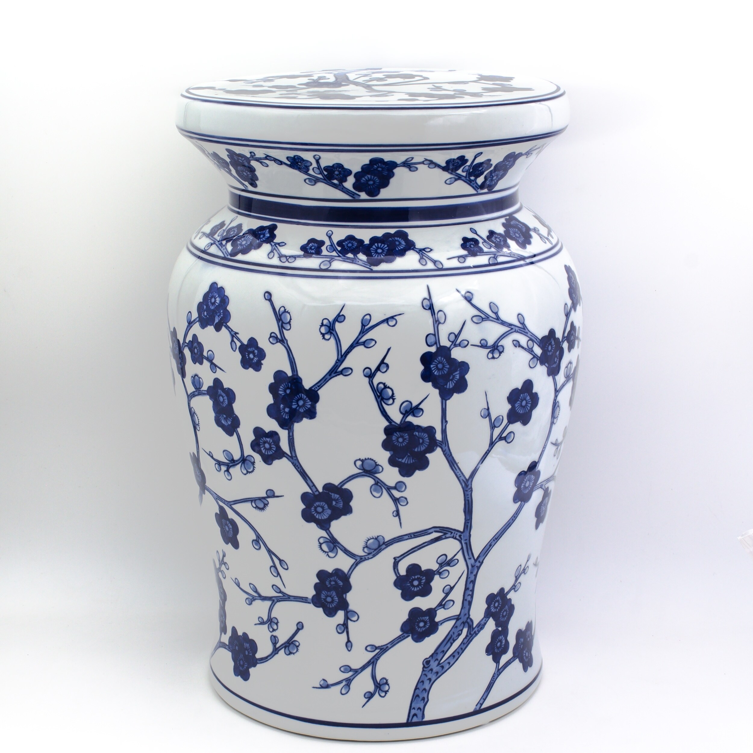 Oriental Furniture 18/" Cherry Blossom Porcelain Garden Stool
