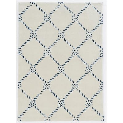 Trinity Rope Qua Ivory/Navy - 5' x 7'