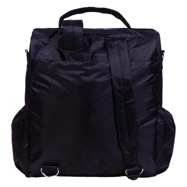 black leather backpack diaper bag