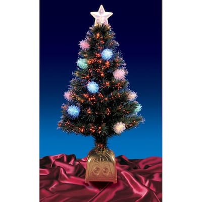 4' Pre-Lit Medium Fiber Optic Pine Cone Artificial Christmas Tree - Multicolor LED Lights