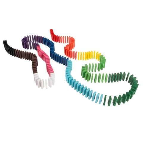 Colorful Wooden Dominoes Block Set with 200 Blocks- Classic Educational Game Hey! Play!