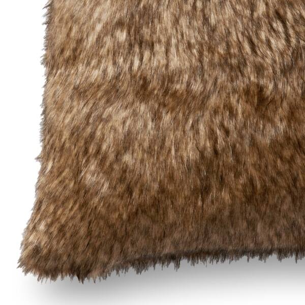 Tan Fur Lumbar Pillow