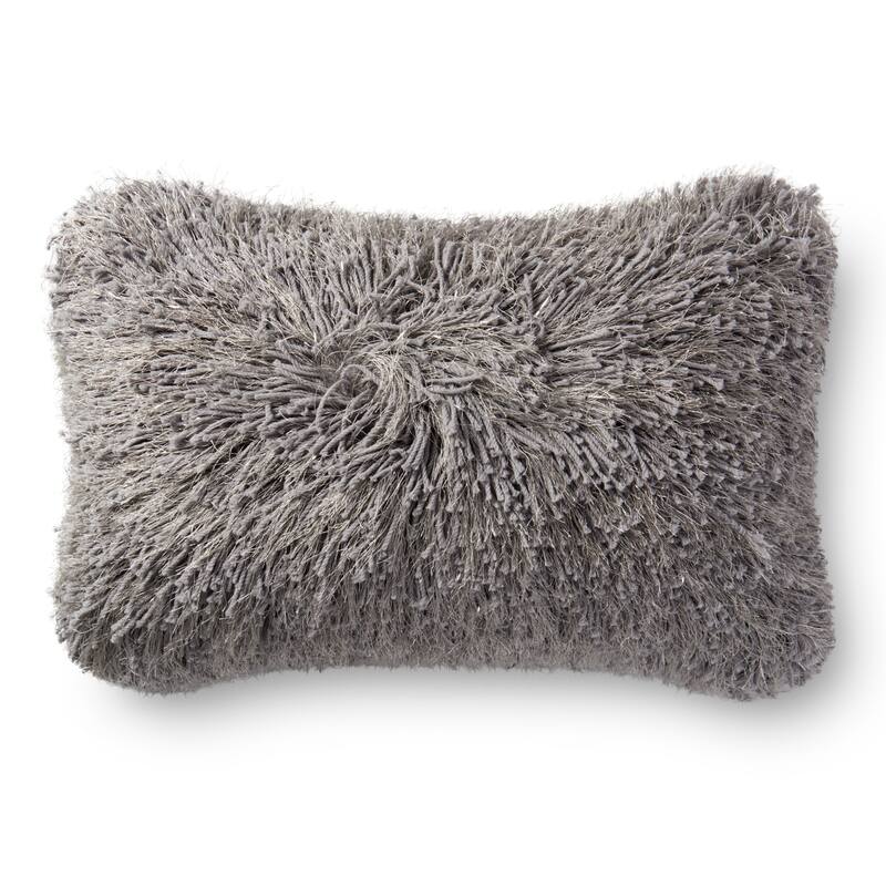 Shag Solid Shimmer 13 x 21 Pillow Cover - Grey