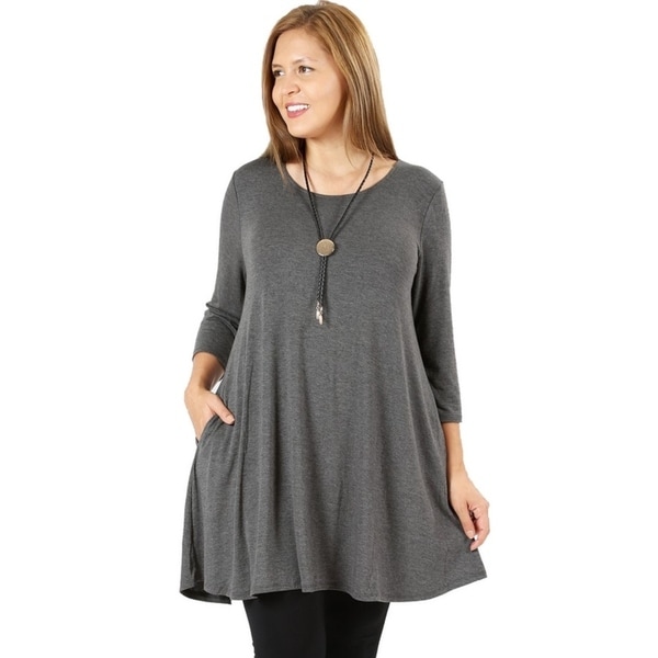 Plus Size Swing Tunic Top with Pockets 