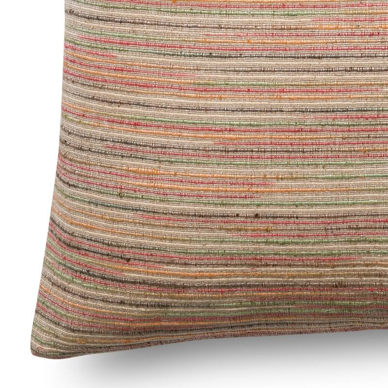 Woven Beige/ Multi Striped 22-inch Pillow Cover