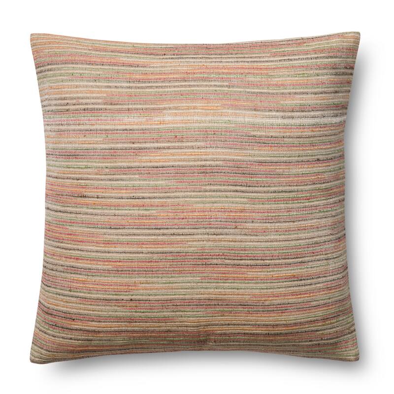 Woven Beige/ Multi Striped 22-inch Pillow Cover