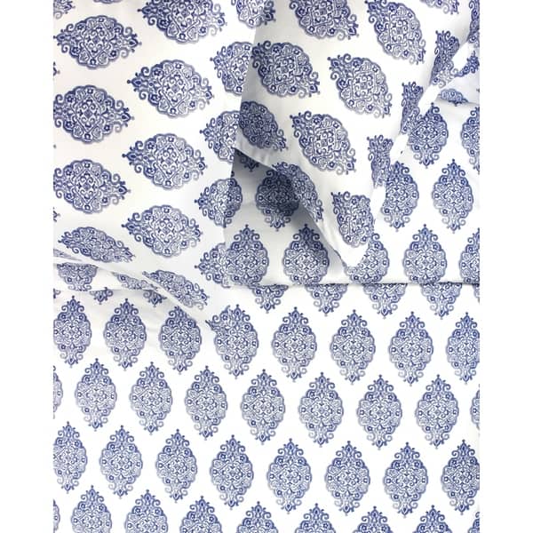 Printed Design Cotton Collection 400 Thread Count Navy Bali Duvet Set ...