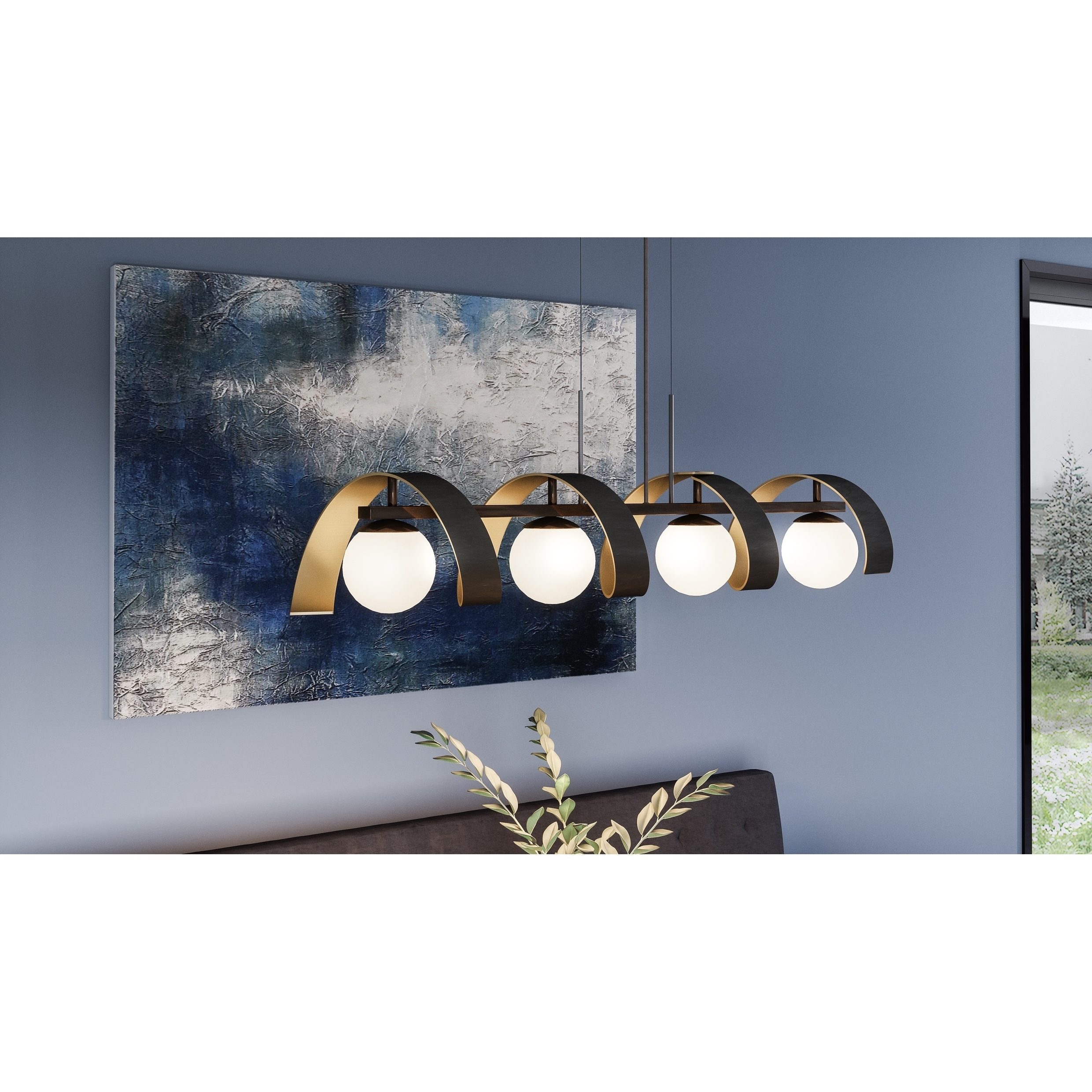 Strick & Bolton Sevada Black 4-light Opal Etched Glass Chandelier - Chandeliers For Bedrooms by Overstock.com