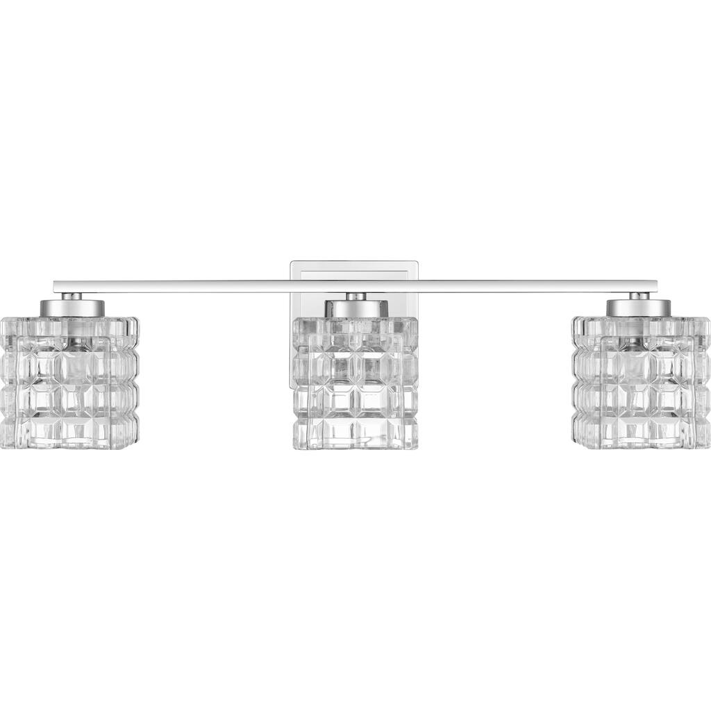 Silver Orchid Chandler Polished Chrome 3-light Ice Cube Glass Bathroom Vanity Light