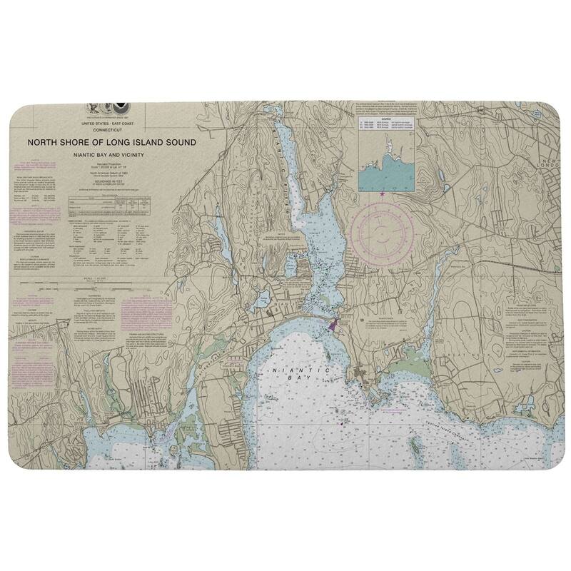 North Shore Long Island to Niantic Bay, CT Nautical Map Door Mat 18x26