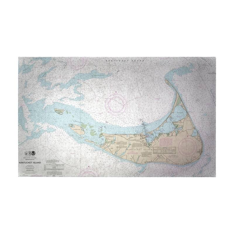 Nantucket Island, MA Nautical Map Door Mat Small