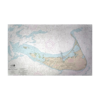 Nantucket Island, MA Nautical Map Door Mat Small