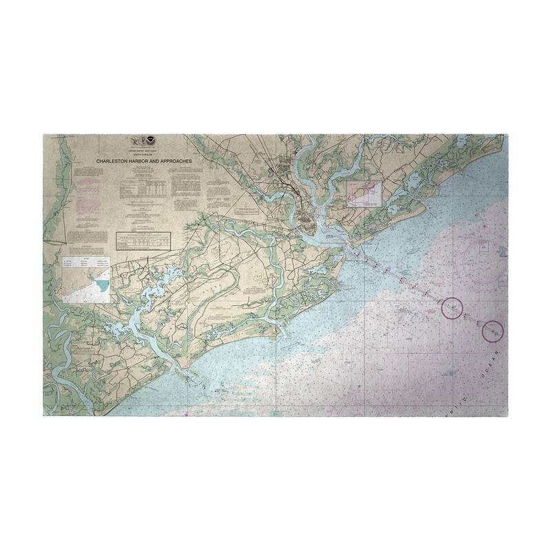 Charleston Harbor and Approaches, SC Nautical Map Small Door Mat