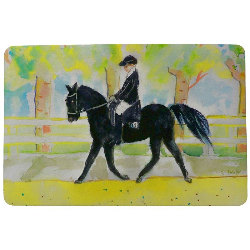 Black Horse Rider Door Mat 18x26