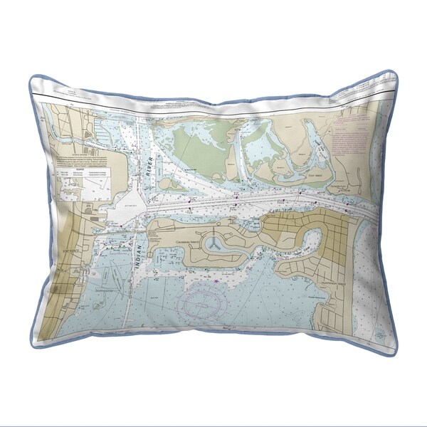 Fort Pierce Harbor, FL Nautical Map Large Corded Indoor/Outdoor Pillow 16x20
