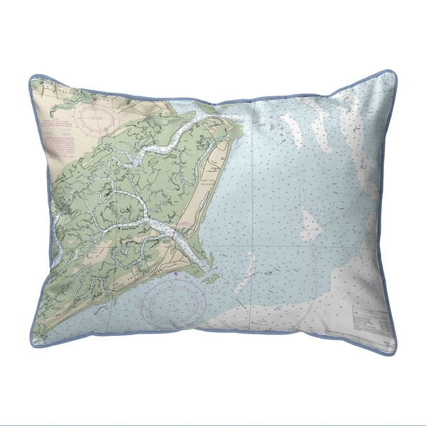 Fripp Island, SC Nautical Map Large Corded Indoor/Outdoor Pillow 16x20
