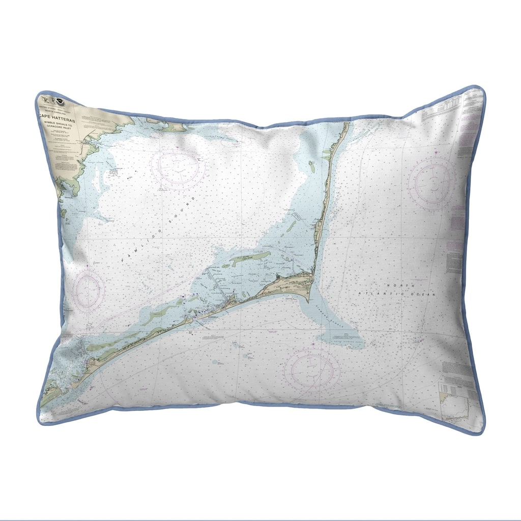 Cape Hatteras, NC Nautical Map Pillow 16x20