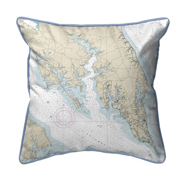 Leonardtown, MD Nautical Map Large Corded Indoor/Outdoor Pillow 18x18