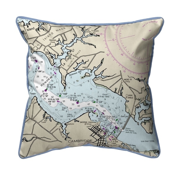 Cambridge, MD Nautical Map Large Indoor/Outdoor Pillow 18x18