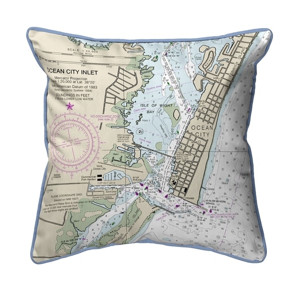 Ocean City Inlet, VA Nautical Map Large Pillow 18x18