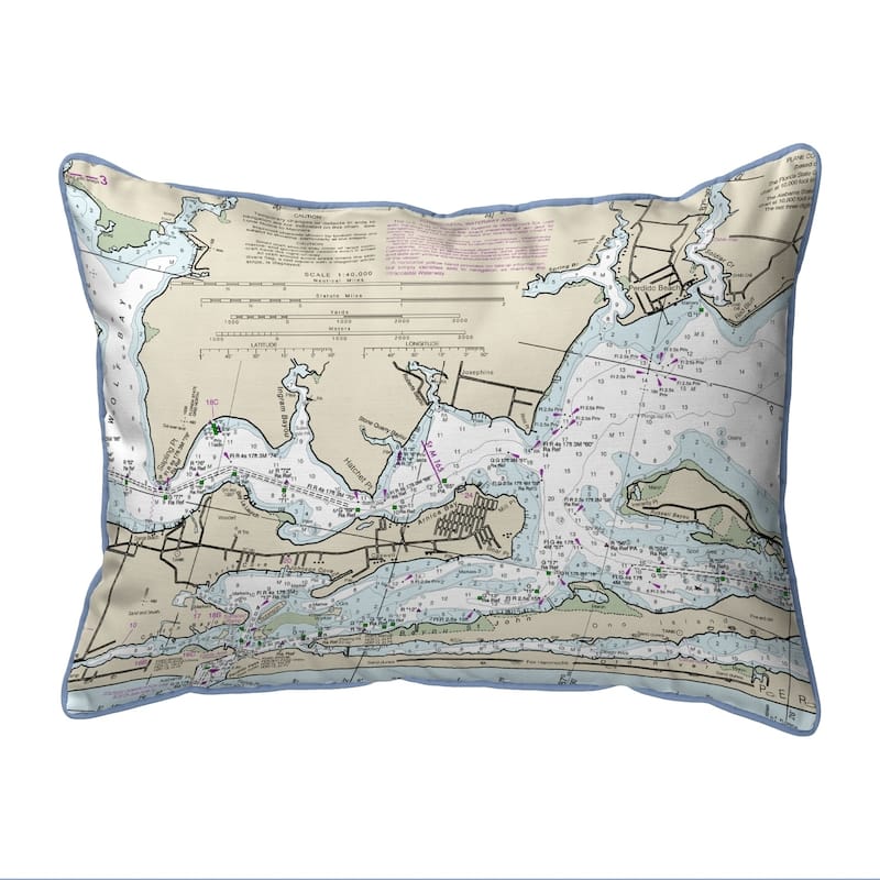Orange Beach, AL Nautical Map Large Corded Indoor/Outdoor Pillow 16x20