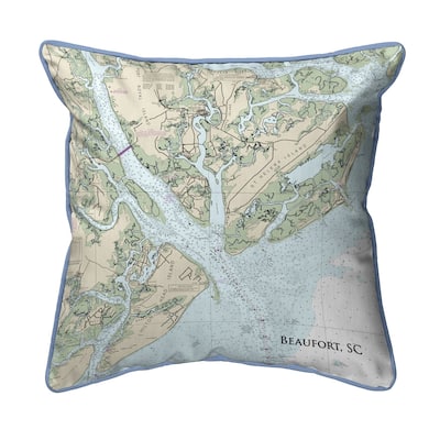 Beaufort, SC Nautical Map Large Corded Indoor/Outdoor Pillow 18x18