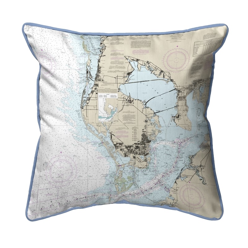 Tampa Bay, FL Nautical Map Pillow 16x20