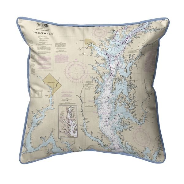 Chesapeake Bay - Rock Hall, MD and VA Nautical Map Large Pillow