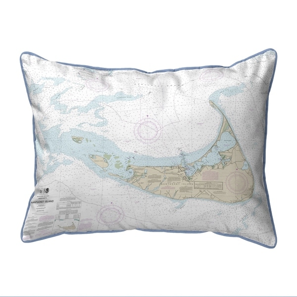 Nantucket Island, MA Nautical Map Pillow 16x20