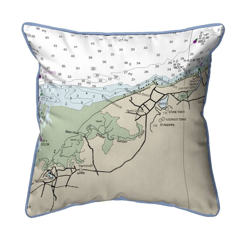 Cape Cod - Dennis, MA Nautical Map Pillow 18x18