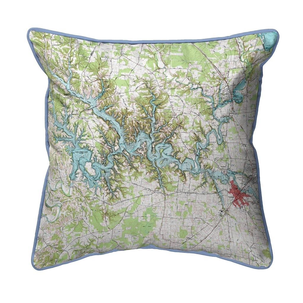 Tims Ford Lake, TN Nautical Map Pillow 18x18