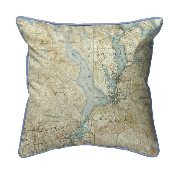 Lake Winnisquam, NH Nautical Map Pillow 18x18