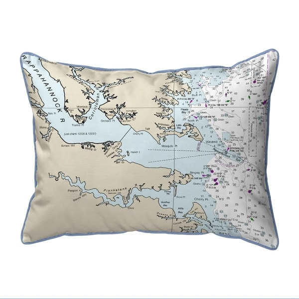Chesapeake Bay, VA Nautical Map Large Pillow 16x20