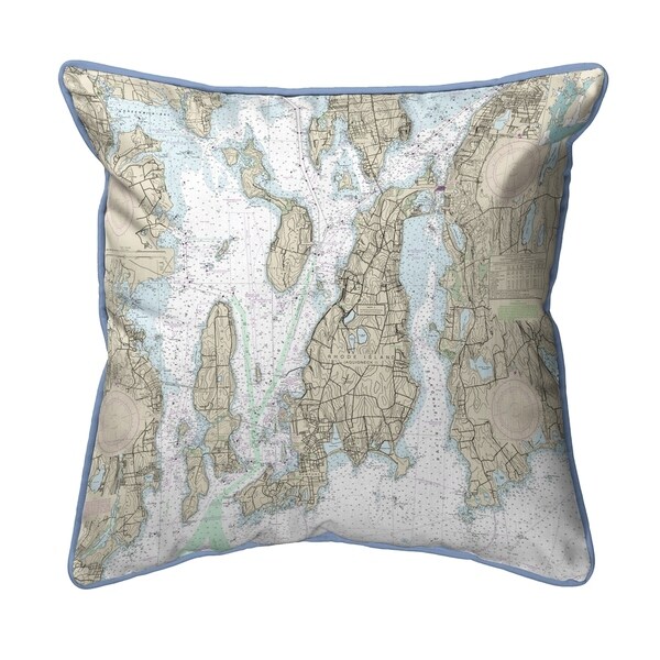 Narragansett Bay, RI Nautical Map Pillow 16x20